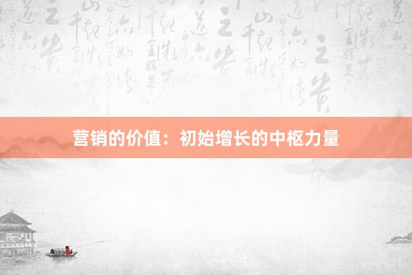 营销的价值：初始增长的中枢力量