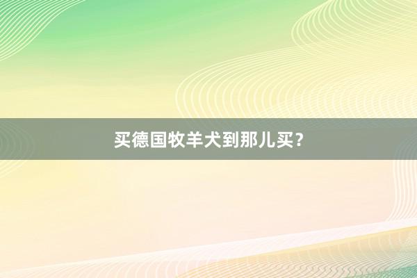 买德国牧羊犬到那儿买？
